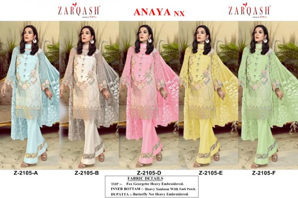 Zarqash Anaya Nx 2105  Georgette Embroidery Pakistani Salwar Suits